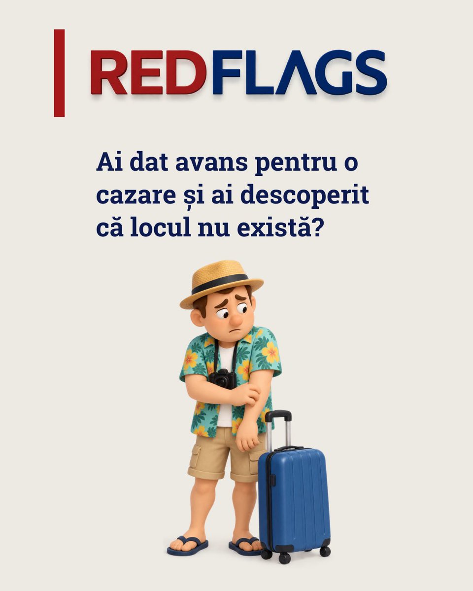 Context_ro's tweet photo. Ai plătit un avans pentru o cazare și ai descoperit că locul nu există? Sunt câteva lucruri pe care le poți face imediat.
🏦 Contactează banca
👮 Sesizează Poliția
📱 Contactează platforma

🚩 Citește mai multe în noul nostru #newsletter: Red Flags: https://t.co/rceubzLpuB https://t.co/XFnUOzC0bC