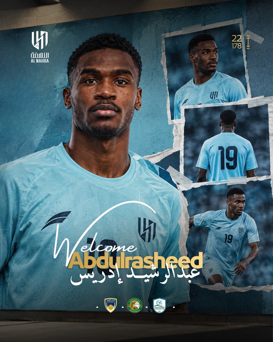 Al_NahdahFC's tweet photo. طموحٌ جديد يرتدي قميص المارد🤩
عبدالرشيد إدريس.. نهضاااوي✍🏻🩵

#النهضة | #ننطلق_بحماس https://t.co/5zhu3KUrQN