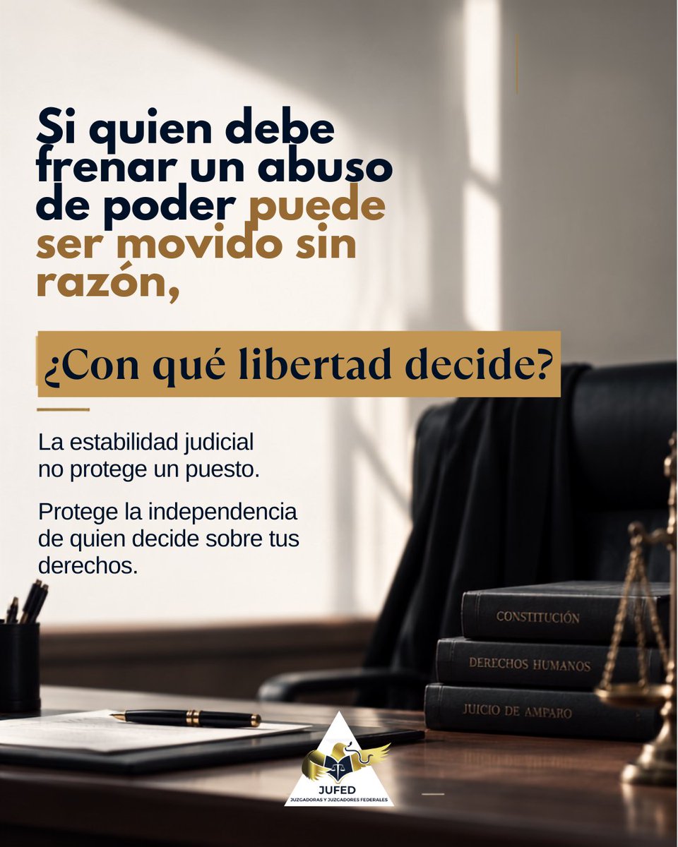 jufed_org's tweet photo. La independencia judicial también se erosiona desde la administración.

Denunciamos las readscripciones arbitrarias de personas juzgadoras de carrera judicial ordenadas sin criterios públicos, sin justificación y, en algunos casos, de un día para otro.

No aceptamos que una facultad administrativa pueda convertirse en una herramienta de incertidumbre y presión sobre quienes tienen la responsabilidad de poner límites al poder.

Si existen razones para estos cambios, que el OAJ las haga públicas y las explique.

Administrar la justicia exige reglas. No arbitrariedad.

#JUFED #IndependenciaJudicial #EstadoDeDerecho
