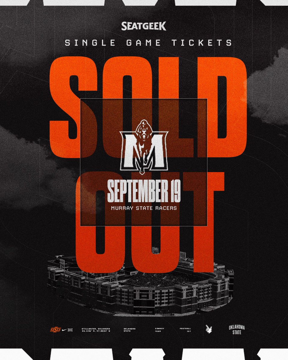 OSUAthletics's tweet photo. 𝗦𝗢𝗟𝗗 𝗢𝗨𝗧

Single game tickets for the Murray State game are officially gone! 

Season tickets are still available ⬇️

https://t.co/cgFn9C4Oej https://t.co/85jDri4Vk6