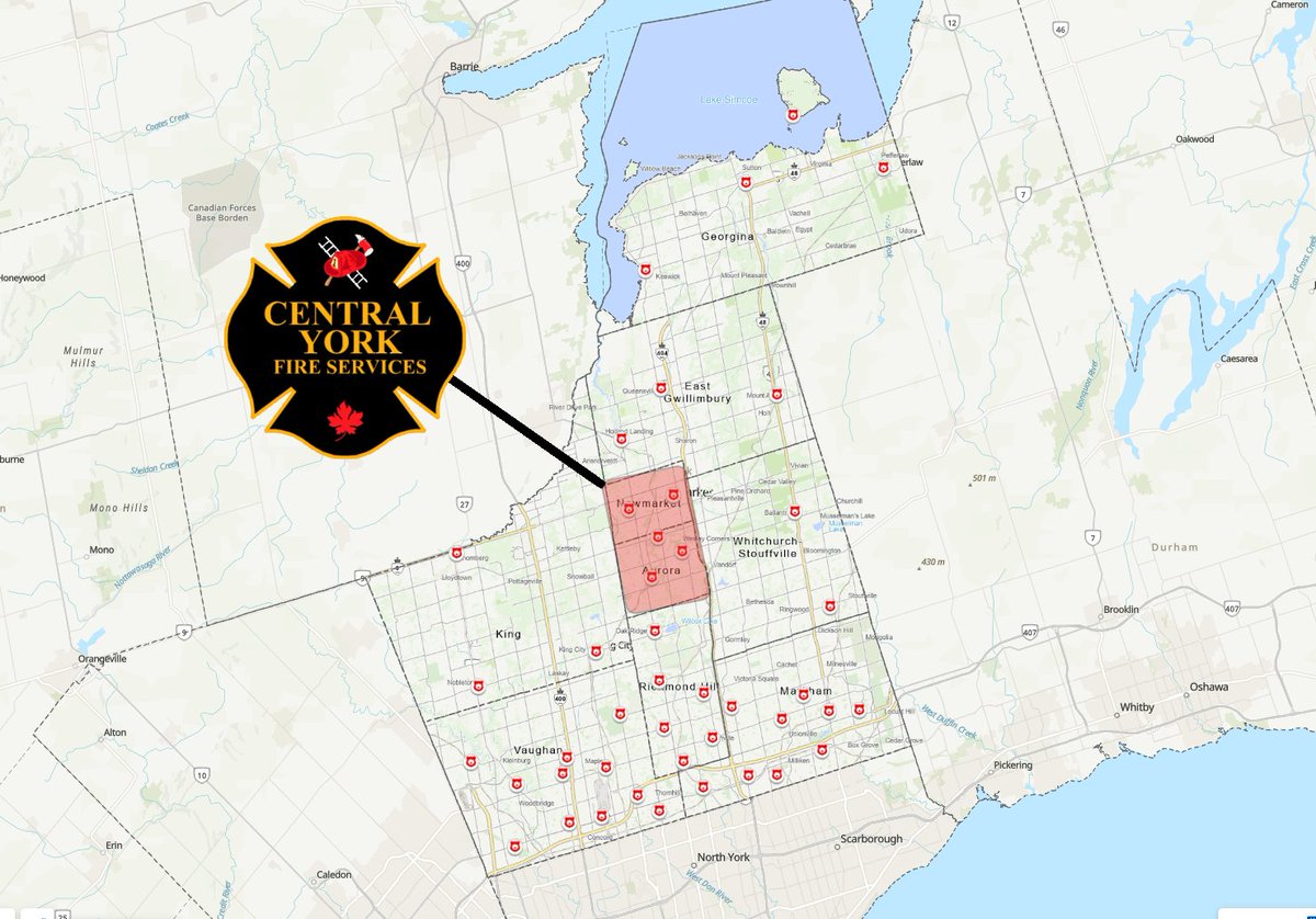 CentralYorkFire's tweet photo. Who are we? 🚒

This time of year we get a lot of calls requesting school visits, which we love to do!

However, many schools from across York Region and Toronto confuse us for their local department.

Here is a great reference map from the York Region (The Regional Municipality of York) website that identifies each municipal fire service's jurisdiction/boundaries and fire station locations.

We are are the fire service that proudly protects the @TownofNewmarket and @Town_of_Aurora 

If you are looking to book an educational visit, information session, partnership, or station tour in our area: https://t.co/3rvw6p01EI

If your location is in another municipality, contact your local Town Office to be directed to the Fire Prevention Division for your area.
They would love to hear from you!
