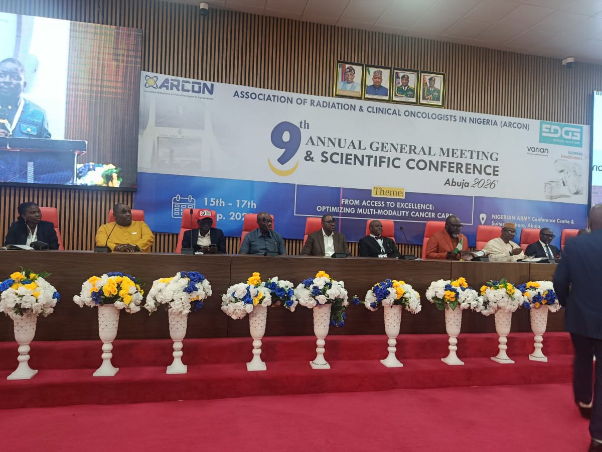 NAMPNigeria's tweet photo. At the opening ceremony of #ARCON 2026 in Abuja, NAMP President, Dr. @Iyobosa_B, highlighted the role of Medical physicists, the importance of teamwork, infrastructure and continuous training in delivering precise, world-class cancer care. https://t.co/S5HUqQe5UQ