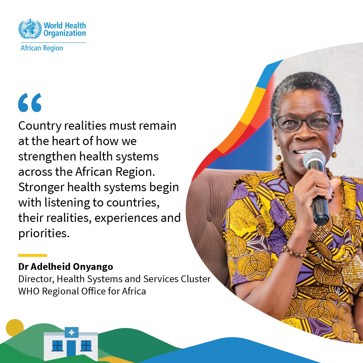 WHOAFRO's tweet photo. There is no one-size-fits-all pathway to stronger health systems.

Countries have different realities, priorities and challenges. Listening to those experiences is essential to shaping solutions that work and to accelerating progress towards #UHC across the African Region.

#HealthForAll