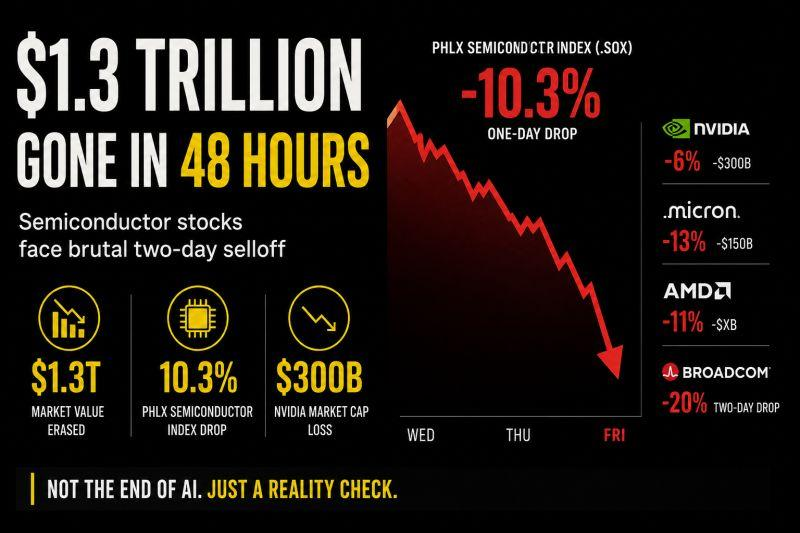 melsmonie's tweet photo. the AI slowdown debate is starting to matter for investors.

semiconductor stocks took a hit as markets questioned whether slower model development could mean slower infrastructure spending.

i’m watching $NVDA, $AMD and the data-center names closely. a change in capex expectations would hit earnings estimates pretty quickly.

Semiconductor stocks have been pressured as investors debate whether AI development could slow infrastructure spending, with Nvidia and other chipmakers falling recently.
