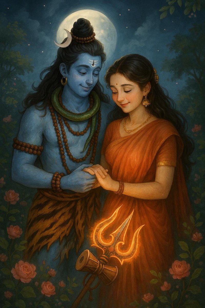 Chanakyabhanu's tweet photo. जो वैरागी को भी गृहस्थ बना दे, वही 'पार्वती' का प्रेम है। 🌸💫 #ShivParvati #HarHarMahadev https://t.co/njURZrtXM2