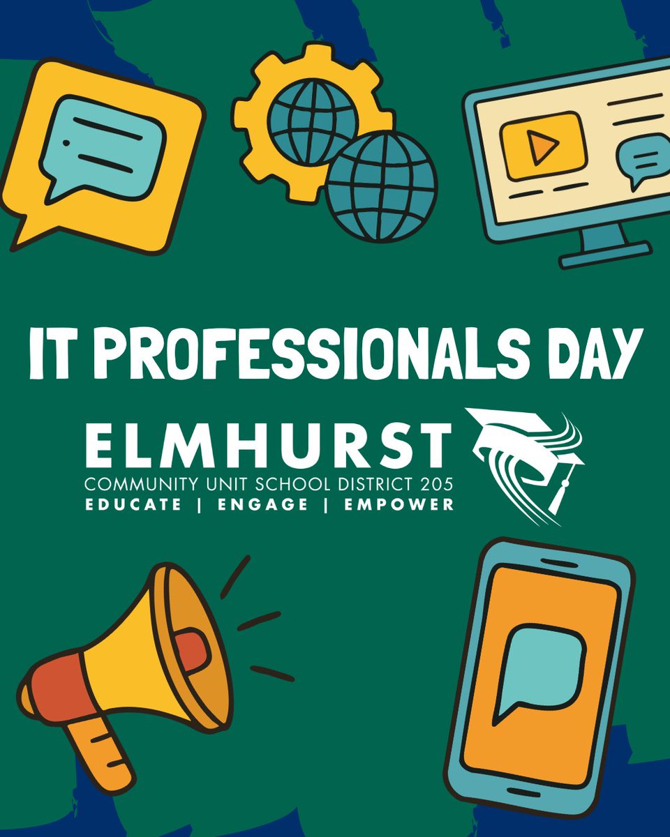 ElmhurstD205's tweet photo. Happy IT Professionals Day! 💻

Today, we recognize the incredible D205 Technology Team for the work they do behind the scenes to keep our schools connected and our technology running smoothly.

#WeAreD205 https://t.co/7DHrJrONC8