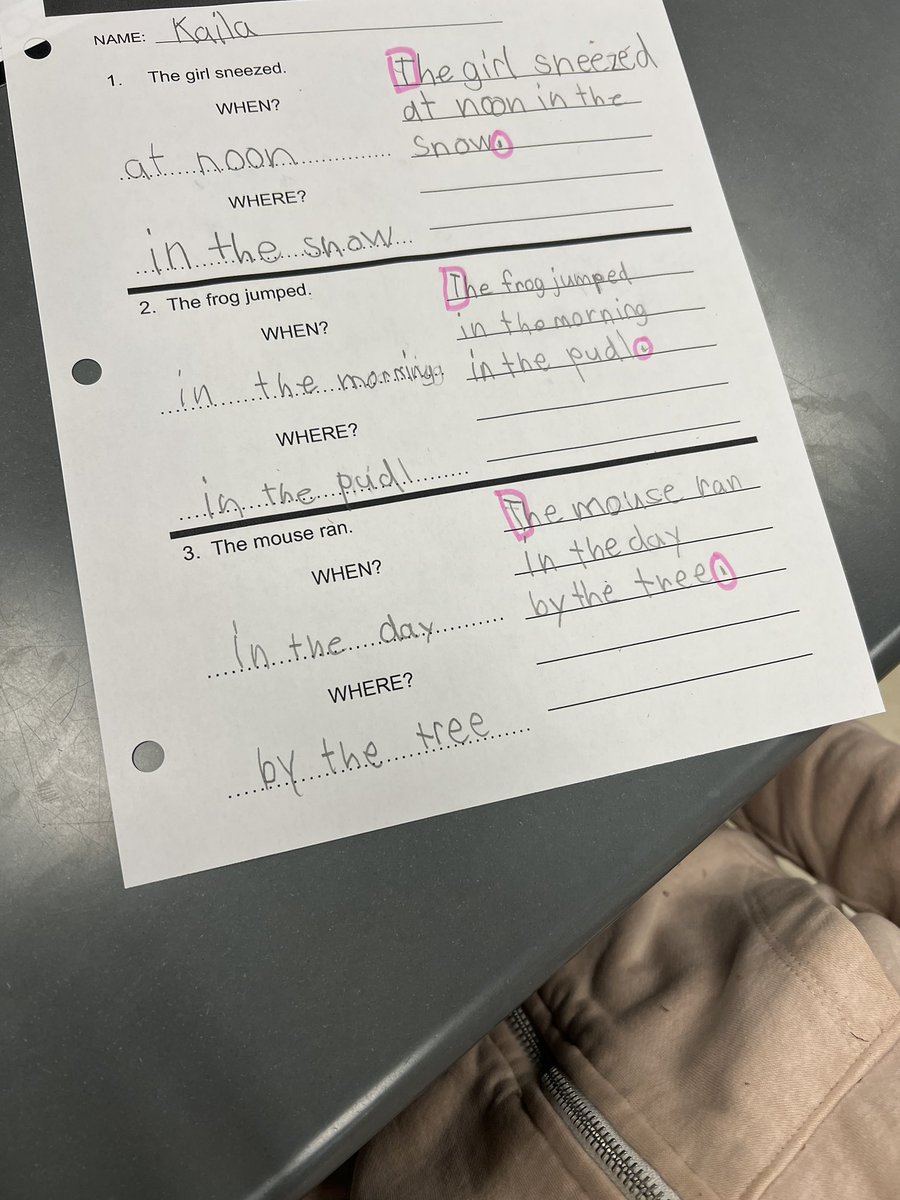 KiserClass's tweet photo. Second graders are growing their writing by expanding simple sentences. We are adding where and when details to bring ideas to life! ✏️📚 #SecondGrade #WritingSkills #YoungAuthors #ClassroomLearning https://t.co/JvHCJWbV7S