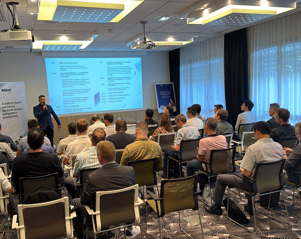 altium's tweet photo. A great day in Paris!

Today, we had the pleasure of hosting our Altium Seminar – “The Future of Electronics Development: Between Innovation and AI.”

A big thank you to everyone who joined us,

See you at EMS Europe, September 17, 2026 in Paris.

#Altium #AI https://t.co/JzD59UK4oh