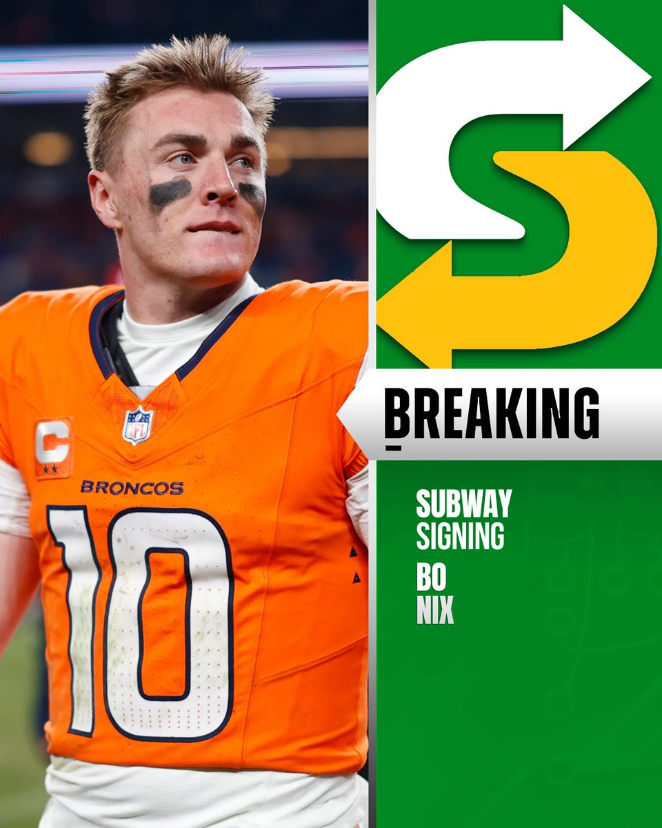 TheNFLDrop's tweet photo. BREAKING: Subway to sign QB Bo Nix to their active roster. https://t.co/oHvb3Woje7