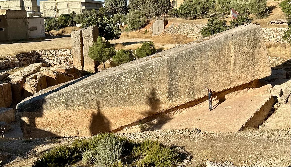 BrightInsight6's tweet photo. Think this 1250TON (2.75M lbs) stone I’m standing in front at Baalbek’s quarry is massive?

Now compare it to the 1650TON (3.63M lbs) stone sitting behind/below it…🤯

BAALBEK is ground zero for lost ancient civilizations. So grateful to have traveled there with @GeorgesStPierre 💪🏻🙏🏻
