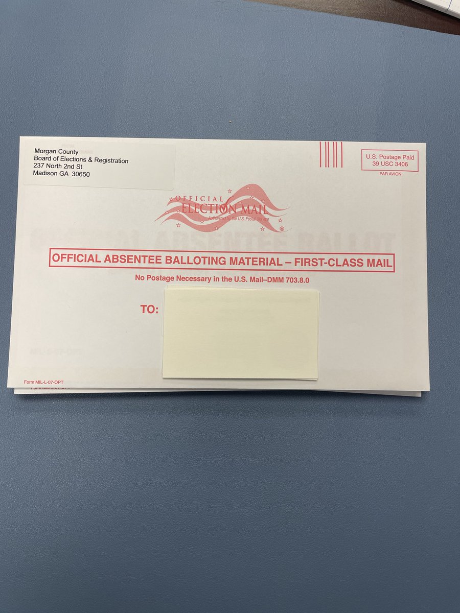 MorganCoVotes's tweet photo. UOCAVA (military & overseas citizen voter) ballots are in the mail!
Regular absentee ballots will start being mailed out on October 5th.
#MorganVotes
#MakeAPlanToVote https://t.co/CtIWCY6S0w