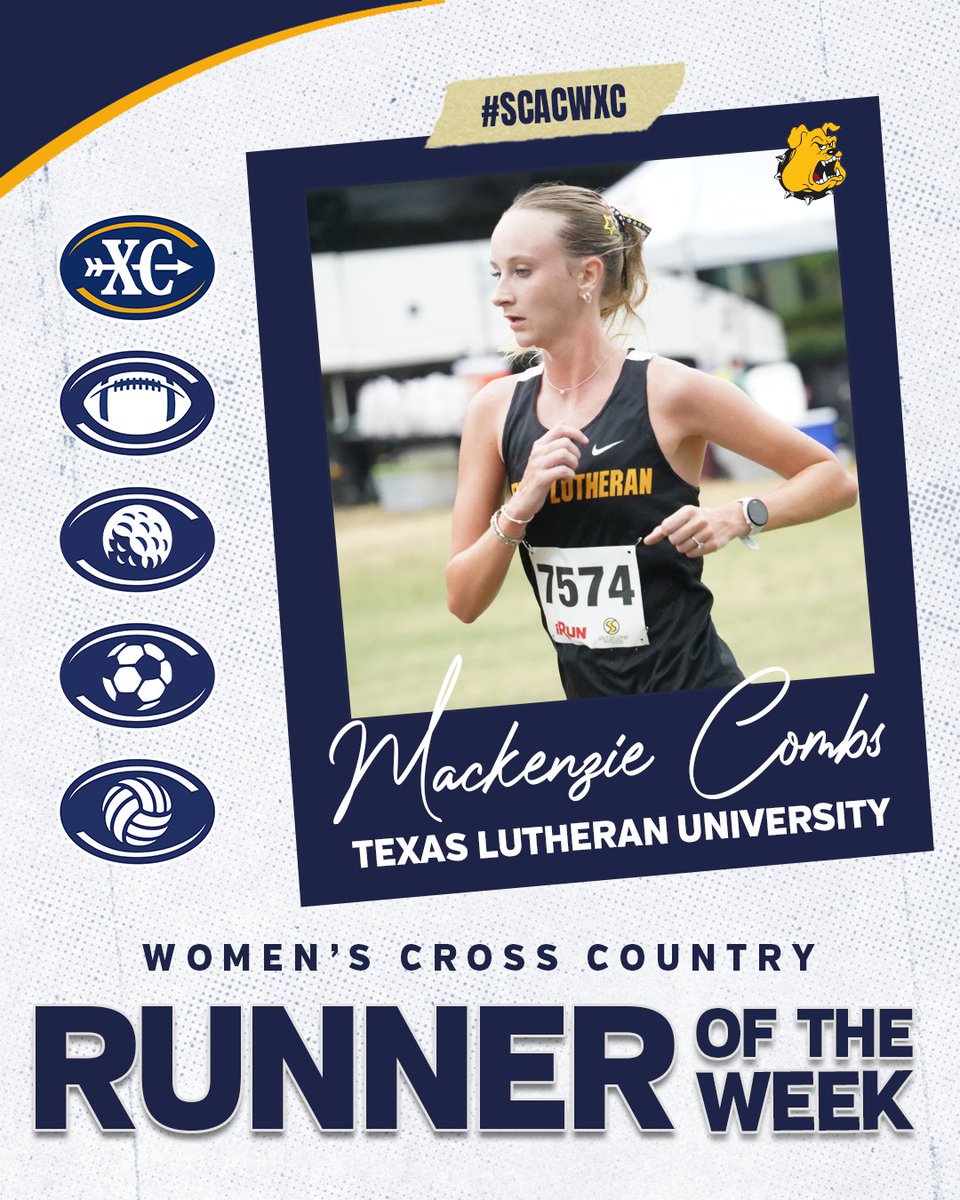 SCAC_Sports's tweet photo. #SCACWXC Week 2️⃣ Athletes of the Week

Mackenzie Combs of Texas Lutheran earns SCAC Women's Cross Country Runner of the Week!

📰 | https://t.co/E04fTXPpLn https://t.co/zAOfifGTzL