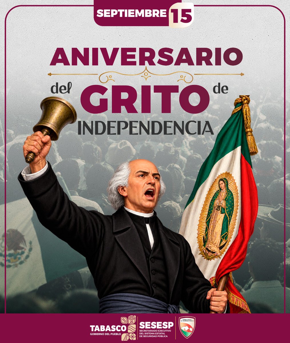 SESESPTab's tweet photo. SEP I 15 🇲🇽✨

Conmemoramos el llamado que marcó el inicio de la lucha por la Independencia de México, una fecha que nos une y nos recuerda el valor, la libertad y el espíritu de quienes forjaron nuestra nación.

Historia, raíces, fuerza y paz.  🇲🇽 ¡Viva México! ❤️

#SESESP https://t.co/UJhv5yUvOc
