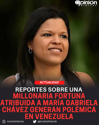 Yosoyelkarma2's tweet photo. @alandete Confiemos que hable,, que cante en todos los tonos y de la FORTUNA de la  hija de #HChávez también  #MariaGabrielaChávez la que vive como millonaria en #EEUU y goza del capitalismo del imperio.... https://t.co/tfdugW3dBK