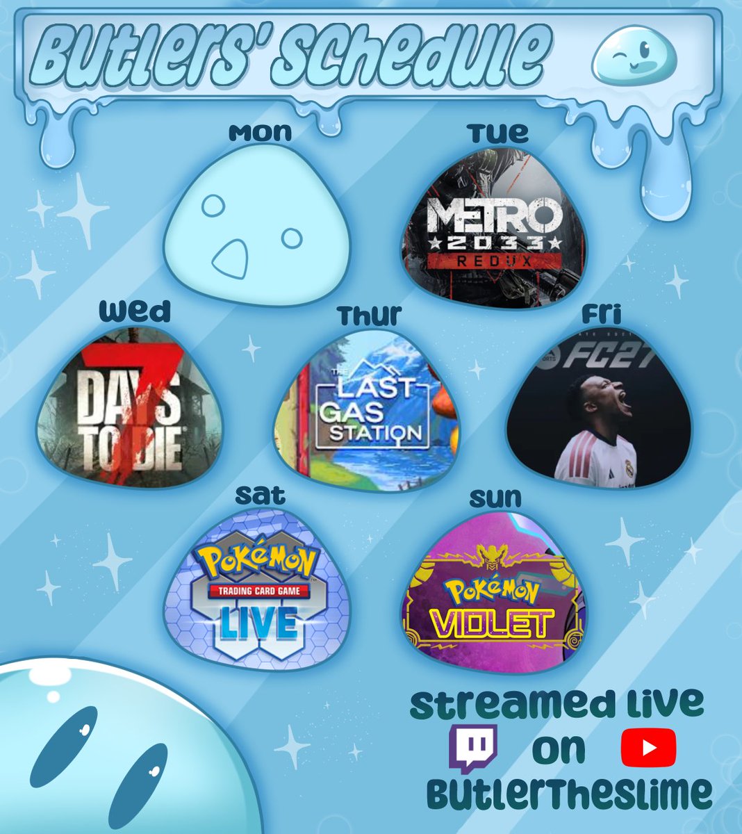 Butler063's tweet photo. Slime Schedule! https://t.co/mai294HwQm