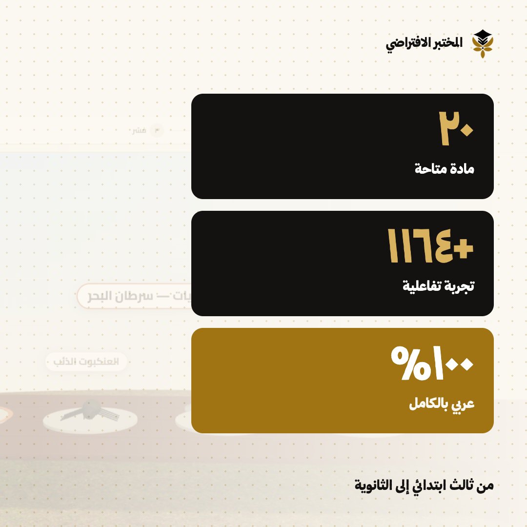 Abdasteam's tweet photo. مختبر علمي كامل صممناه عشانك.
 تجارب ثلاثية الأبعاد لكل درس، من ثالث ابتدائي إلى الثانوية، تفاعلية وتحاكي المنهج بشكل عملي . 
جرّب مجانًا.