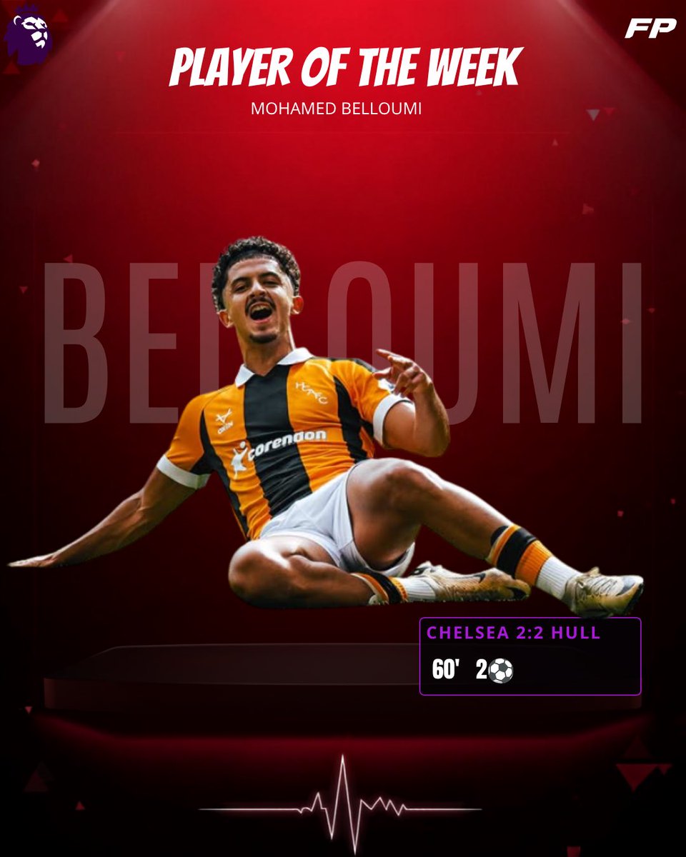 FootPulseUK's tweet photo. What an impact by Mohamed Belloumi! 🔥
In just 60 minutes, he bags a brace to help Hull City secure a massive 2-2 draw away at Chelsea! ⚽⚽
Deserved Player of the Week? Drop your thoughts below! 👇
#PremierLeague #PlayerOfTheWeek #Football https://t.co/5DbvPawzQM