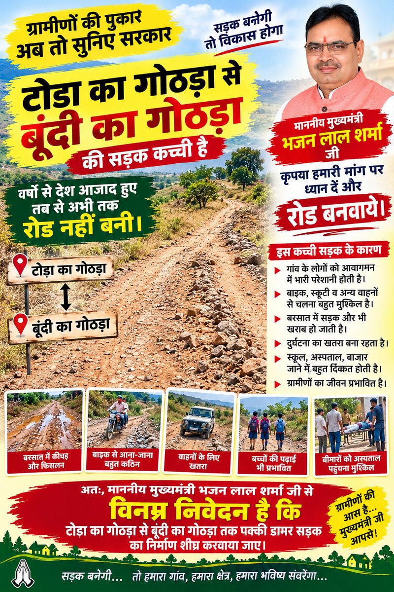 GOVINDSING1407's tweet photo. @BhajanlalBjp #टोडा का गोठड़ा सड़क https://t.co/uhcF68WEay