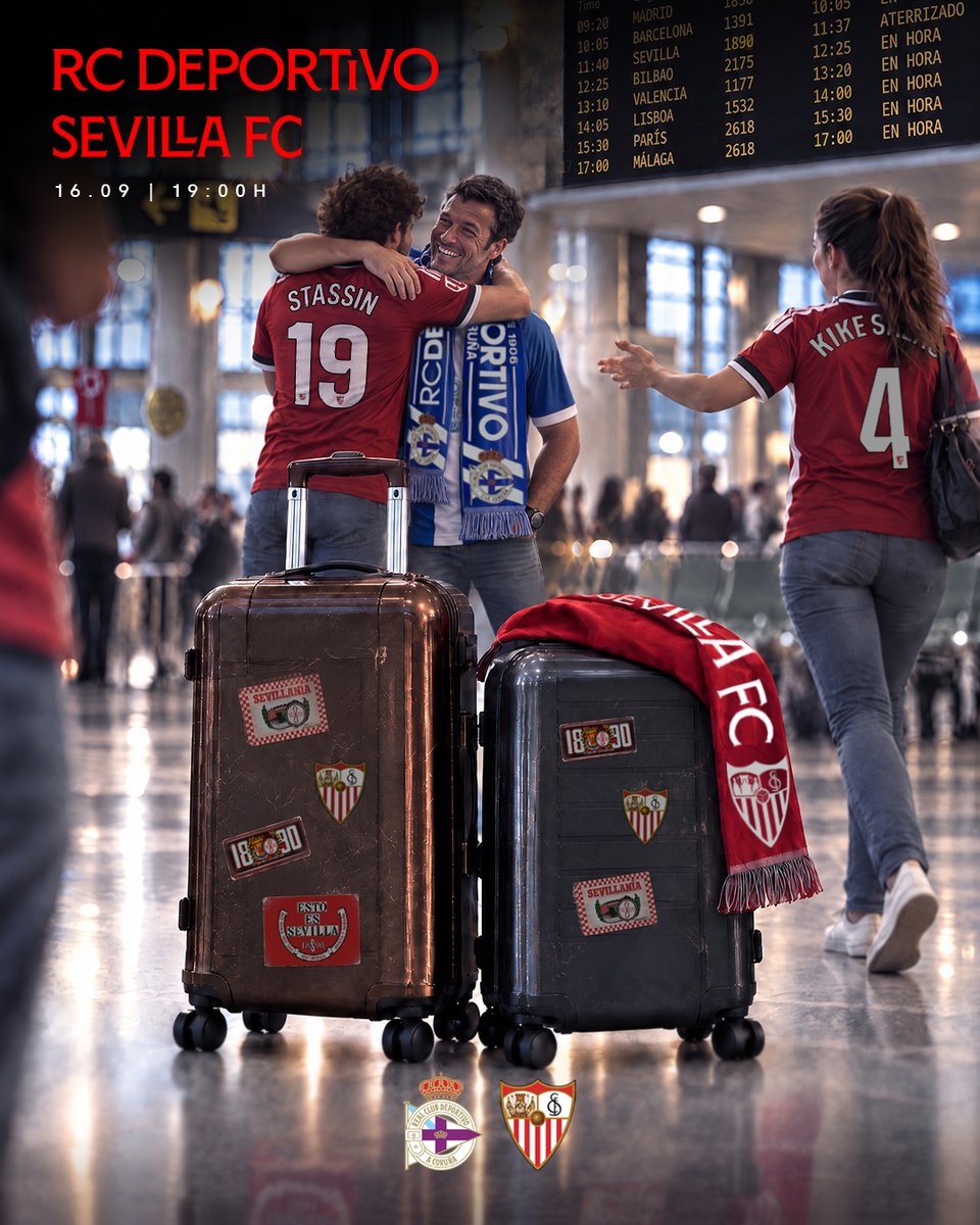 SevillaFC's tweet photo. Ocho años después nos volvemos a reencontrar, @rcdeportivo ❤️🫂💙

𝗕𝗮́𝘀𝗶𝗰𝗮𝗺𝗲𝗻𝘁𝗲, será un placer 😉

#DeporSevilla https://t.co/PjGOvvfR3V