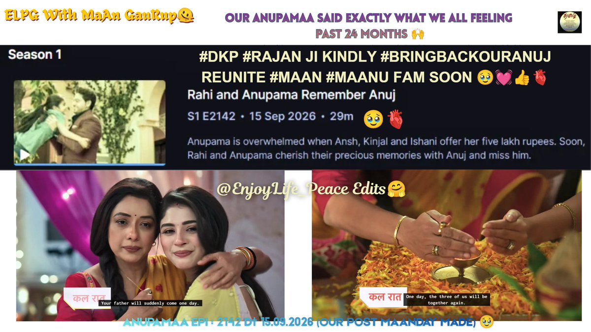 EnjoyLife_Peace's tweet photo. This #PostMaAnDay is Felt Happy Our #Anupama Said What We all Need,Feel past 2 yrs!💯We got Hopeful #Anupamaa Precap Promo abt Our #AnujKapadia Return🫀
Saw NewPic of Our #GauravKhanna ji with #Anupamaa Team Felt So Nostalgiac It r/m me his BTS,IVs,Mastis all in #Anupamaa Sets🥹 https://t.co/sLBbkasQim