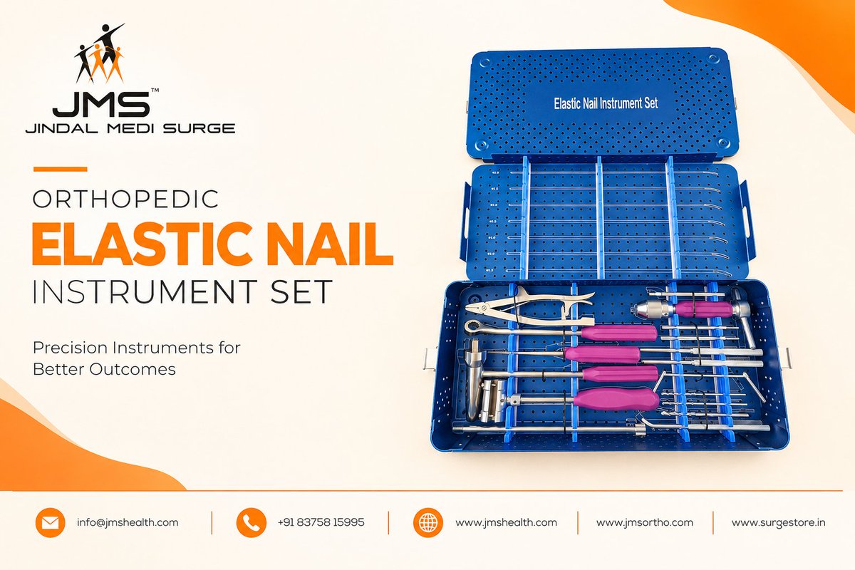 JindalMediSurge's tweet photo. #OrthopedicInstruments #OrthopedicImplants #ElasticNail #OrthopedicSurgery #TraumaSurgery #MedicalDevices #OrthopaedicSurgery #MedicalDeviceManufacturer #OEM #PrivateLabel #OrthopedicManufacturer #SurgicalInstruments #IndiaManufacturing #MedicalDeviceExport #JindalMediSurge https://t.co/G4Ttf2ZwoO