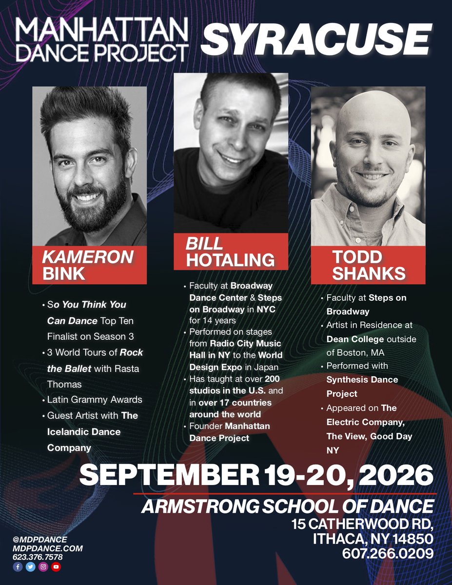 mdpdance's tweet photo. Join Manhattan Dance Project in Syracuse this weekend!
Kameron Bink • @BillHotalingAZ  • Todd Shanks
https://t.co/PpWNjZN17W
#mdp #mdpdance #manhattandanceproject #mdpSYR #syracuse https://t.co/oPYEJAGb5n