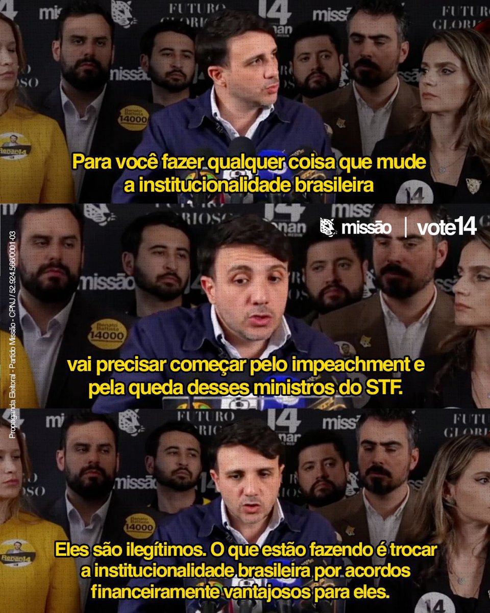 PartidoMissao's tweet photo. O Brasil falhou como instituição.

Para presidente, vote @renansantosmbl 14 🐆🇧🇷 https://t.co/fj6yB1c83Z