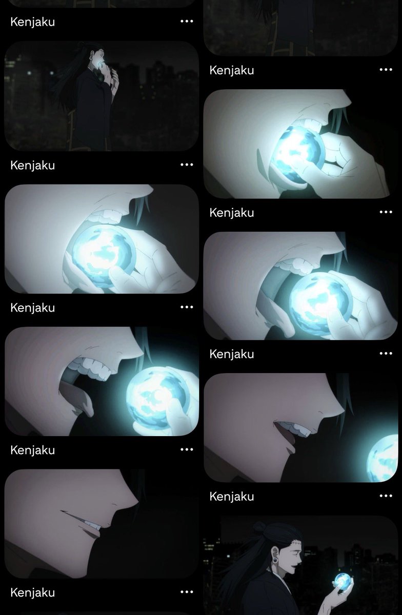geoddeeezz's tweet photo. There’s someone on Pinterest who individually uploaded the frames of Kenjaku throat goating that orb 😭😭😭 this is frying me so bad https://t.co/qEq8nOojIL