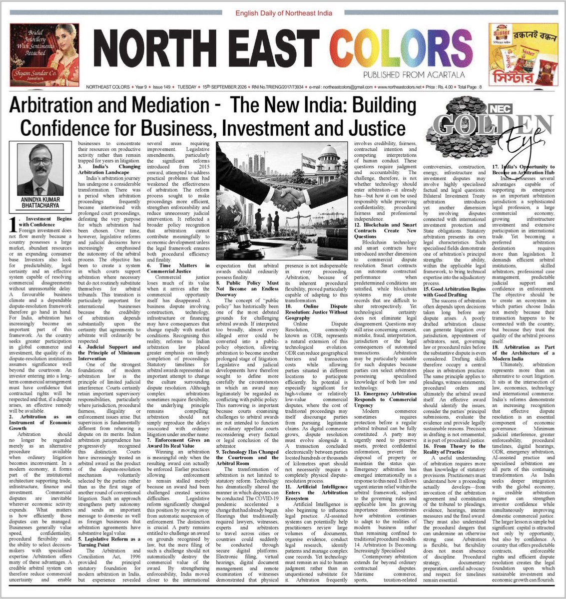 AnindyaKumarBh1's tweet photo. Arbitration and Mediation- building confidence for New India https://t.co/8gQjcyIoKn