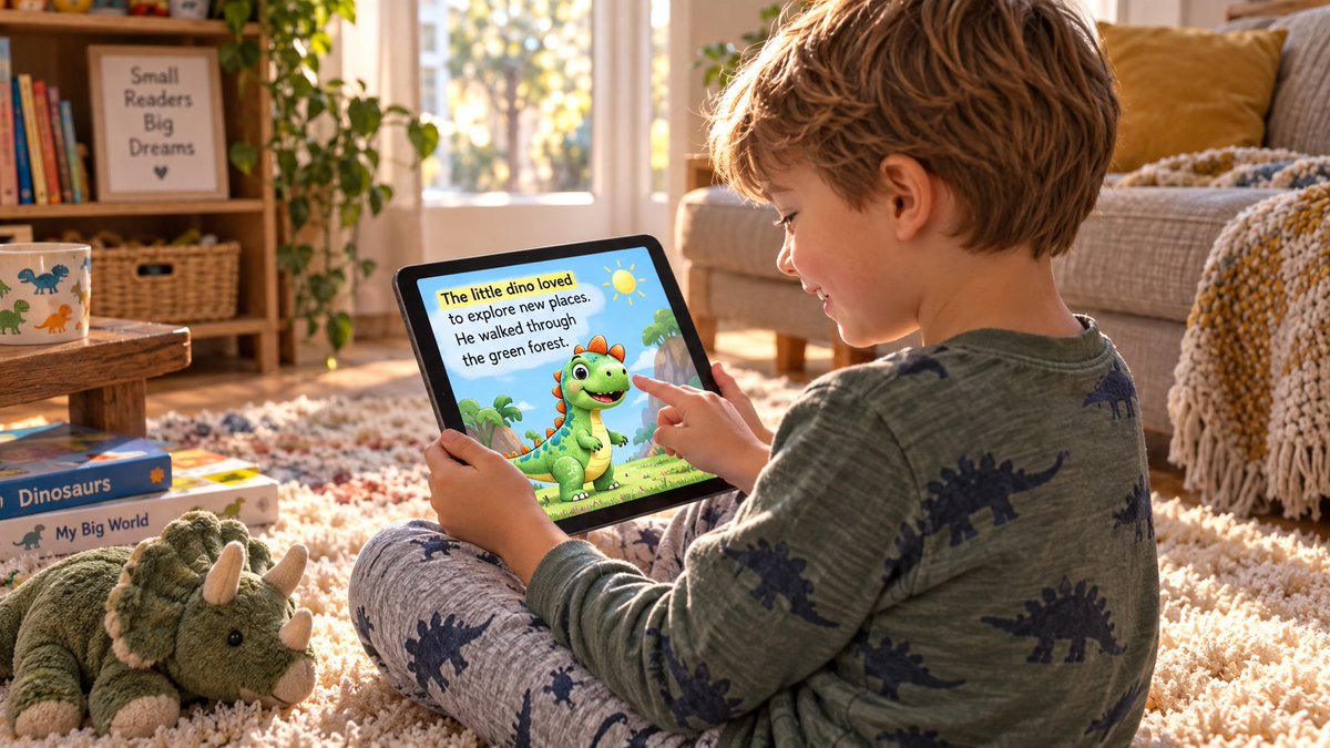 PixleyAI's tweet photo. Kids pay significantly more attention to early reading practice when they are the main character in the story.

Inside Pixley Kids, personalized read-along storybooks highlight words as the narration plays, using characters your child created to build early reading confidence. https://t.co/1GihRjoa9g