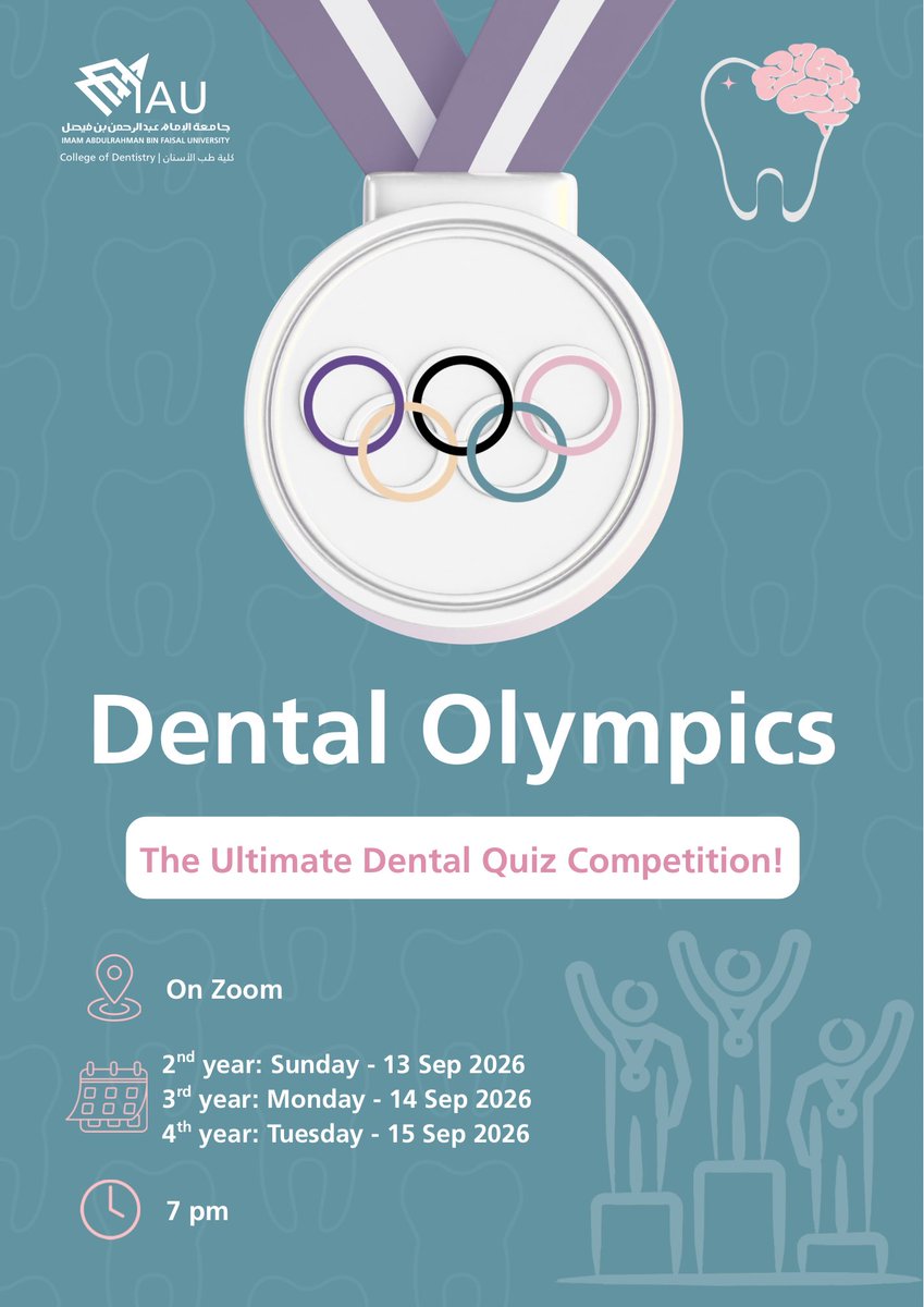 IAUdentSC's tweet photo. بانتظاركم في Dental Olympics 🦷🏆 https://t.co/byxIM4qor6