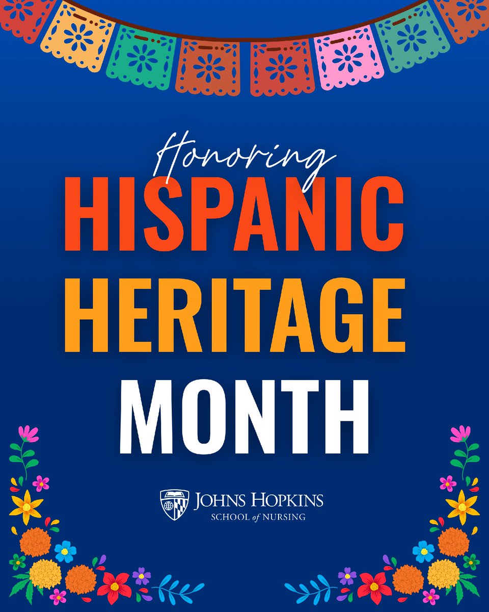 JHUNursing's tweet photo. This Hispanic Heritage Month, we honor the histories, cultures, voices and contributions of Hispanic and Latino communities and celebrate the students, faculty and staff helping advance nursing and health.

At JHSON, we’re committed to advancing health equity and building a healthier future for all.

#HispanicHeritageMonth #HealthEquity #JHSON