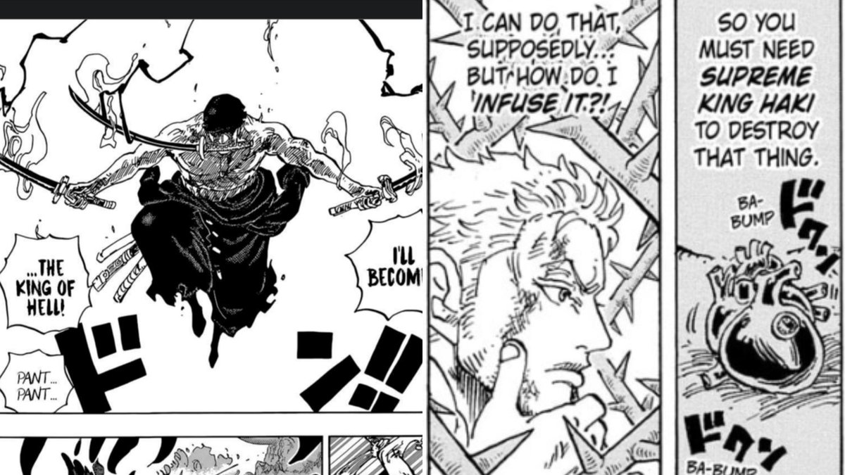 _ZODIACg's tweet photo. "I’m just saying: Swordsmen like Mihawk are gonna have strong CoC, but for them CoC won’t play a massive role in the way of a swordsman like CoA does."

@WorstGenHQ bro, can you clarify what kind of swordsmen you’re actually talking about?? And how did you reach to the conclusion that mihawk is different from every other swordman?? Assuming you're also referring to Zoro in "swordsmen like Mihawk," do you genuinely think CoC won’t play a massive role in his case?? Okay, let’s discuss how egregiously retarded this statement actually is lmao.

1. Zoro’s biggest power up till now was King of Hell, and that was him exerting CoC unconsciously. In Elbaf, ACoC is gonna be the most important and biggest power up that Zoro will get.

2. Zoro’s willpower ever since the start of the series has been on par with Luffy's, which has been pointed out by numerous characters.

3. Ashura, which is by far one of the most mysterious power ups in One Piece, is literally a demon god that Zoro manifests through his "willpower." Kaido was able to sense Zoro’s CoC only after Zoro used Ashura, which basically confirms it’s a huge bulk of CoC that Zoro uses.

4. Every blade has a will of its own, and they choose the wielder fit for them to bend them to their will. CoC is absolutely required because that’s the fundamental power needed to bend something to your will. Zoro in Wano almost died while taming Enma, which is nothing compared to Supreme Grade blades, which in-verse would be even more cursed than Enma because they’re stronger, making them comparatively more difficult to tame. And those are absolutely nothing compared to Yoru, which is literally THE strongest blade in existence. Nobody except Mihawk can wield it, which already proves his CoC is essentially stronger than any sword user’s in the past and the present.

5. Mihawk never said "Armament" Haki is required for Black Blades lmao. What he said are two different things. He told Zoro his swords wouldn’t have broken if they were infused with Haki, and said every weapon can be turned black, not everyone can make a Black Blade, but every weapon can be turned into one. If Armament was truly the only thing needed to make a Black Blade, why would Oda deliberately hide it?? 🥺

6. Oda focusing on his CoC before giving him a bb essentially confirms ACoC is by far THE most important part in making one. 

#ONEPIECE1193