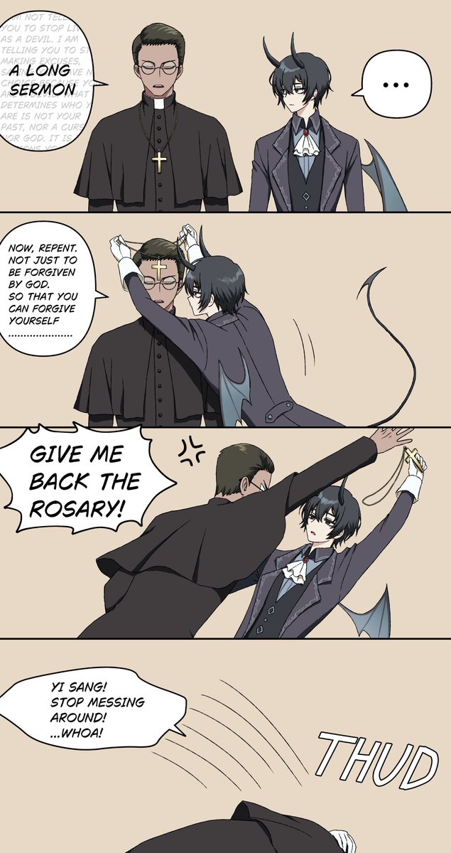 chobihiko's tweet photo. #BL
許可をいただき三次創作を描かせていただきました
内容は悪魔を更生させようとする神父🕶️×神父を誘惑する悪魔🪶です
解釈違いだったらすみません
合っているか分からないですが英語版も用意しました
英語が変だったらすみません https://t.co/MqMahWeTbD