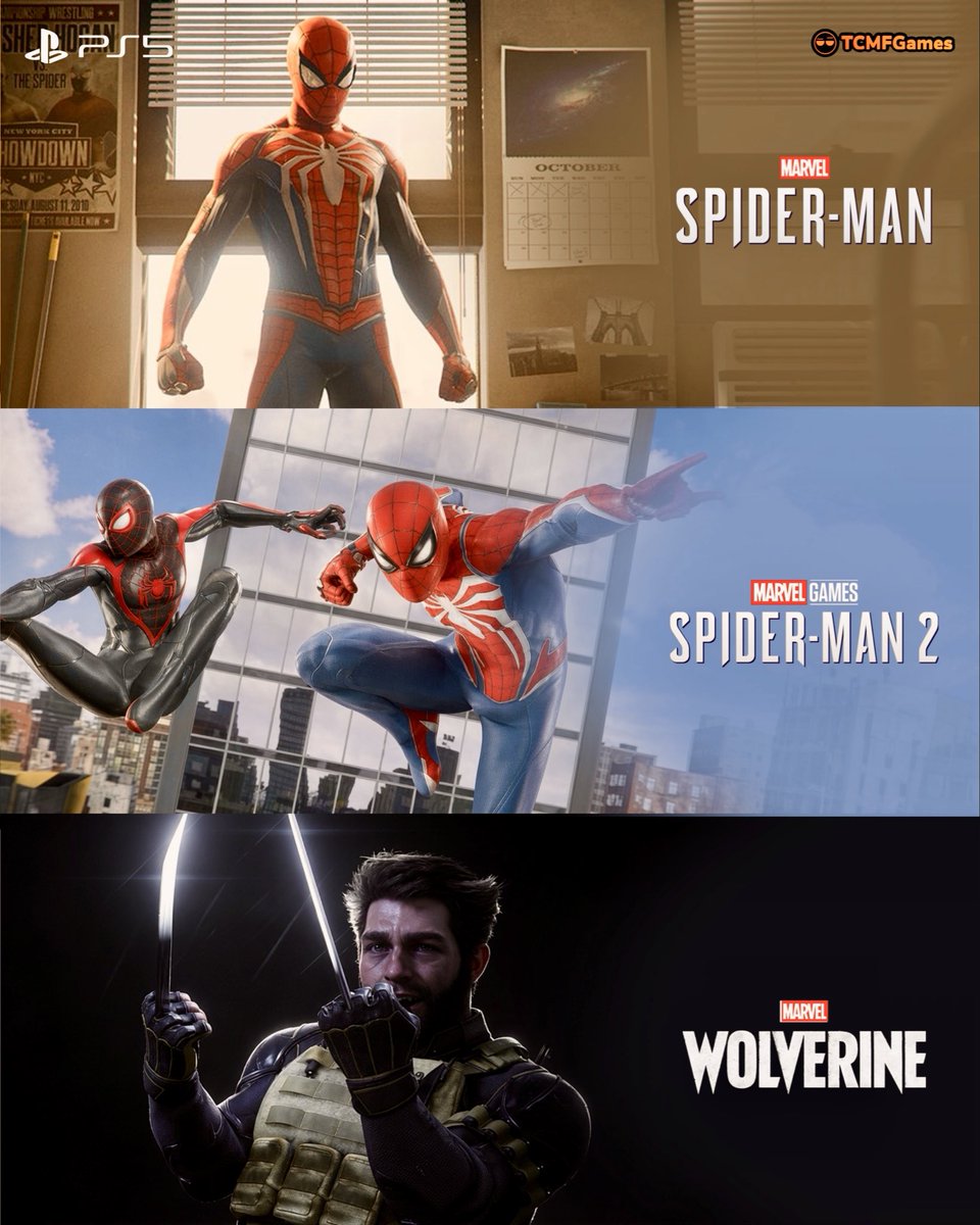 TCMF2's tweet photo. Marvel PS5 Game Intros 

Spider Man 1 vs Spider Man 2 vs Wolverine 

Insomniac games always has a solid intros to their games https://t.co/pm9WQV60DB