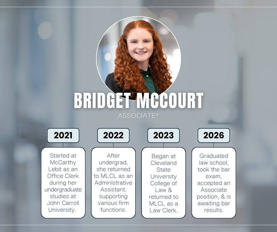 McCarthyLebit's tweet photo. From Clerk to Counsel: Bridget McCourt's journey at MLCL began when she joined as an office clerk. She is currently working with the Litigation group while awaiting her bar results. Interested in MLCL's Law Clerk Program? Follow the link to learn more. https://t.co/I8lkYG13zk https://t.co/nW3vwWesvn