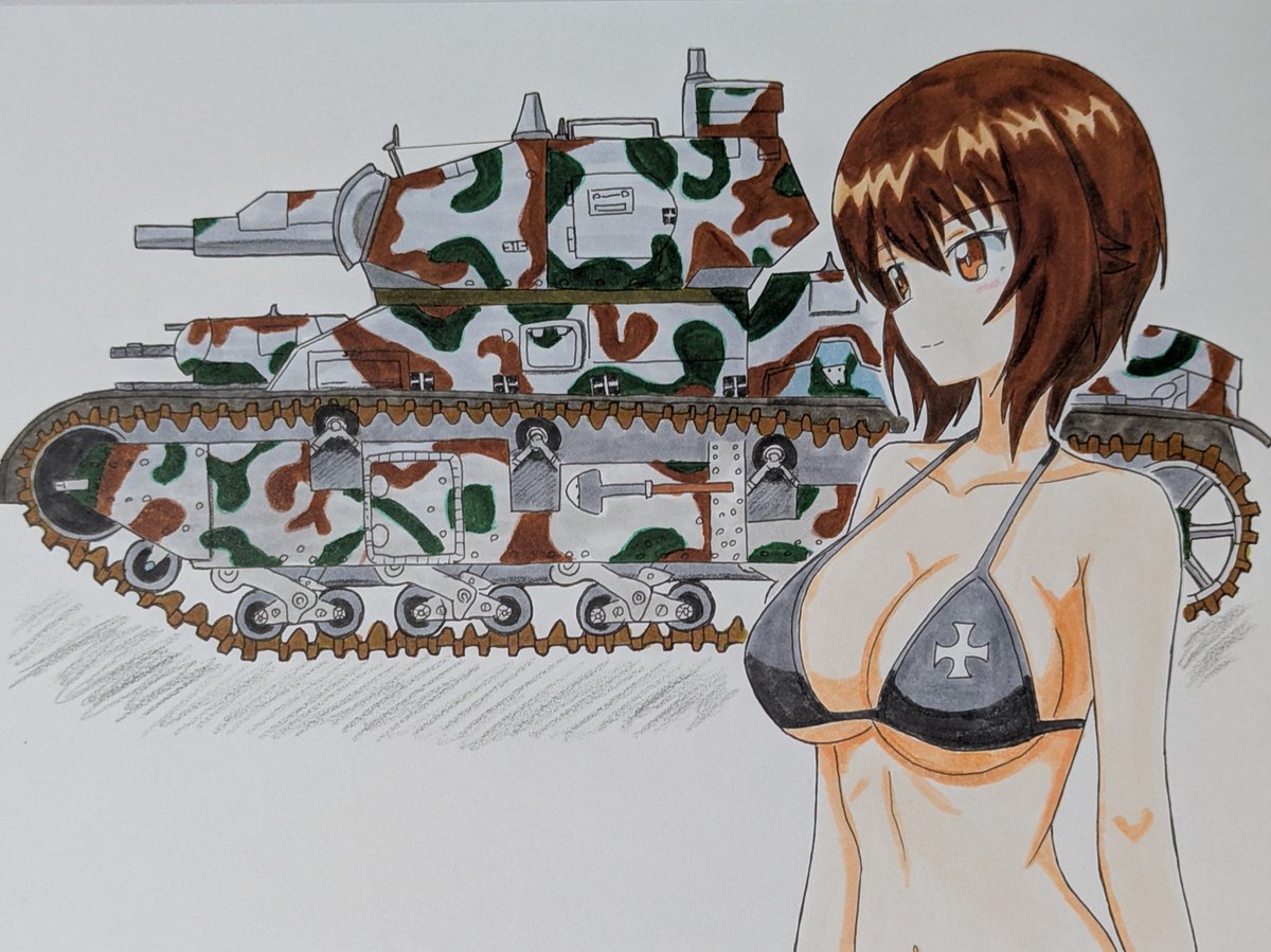 sadamoha1927's tweet photo. 西住まほと青師団高校が使用していたノイバウファールツォイク（迷彩カラー）
#garupan https://t.co/QmB78zi4Cz