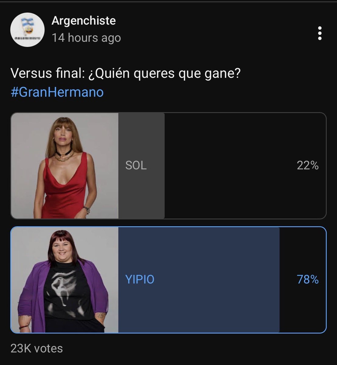 MagdaTo42449963's tweet photo. @Bauelsiniestro Yo espero @telefe la producción de @GranHermanoAr @SANTIAGODELMORO no nos roben todo el dinero invertido en Votos, porque les guste o no YIPIO ES LA GANADORA 🏆 https://t.co/spngIVq2l2