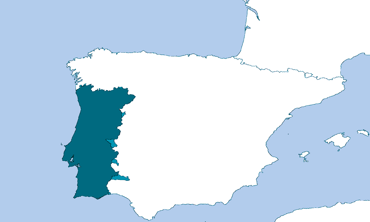 Ruddkr_'s tweet photo. Map of Portugal if it kept all territories it contested or controlled in Iberia (excluding temporary military occupations) https://t.co/59ieS0JfKy