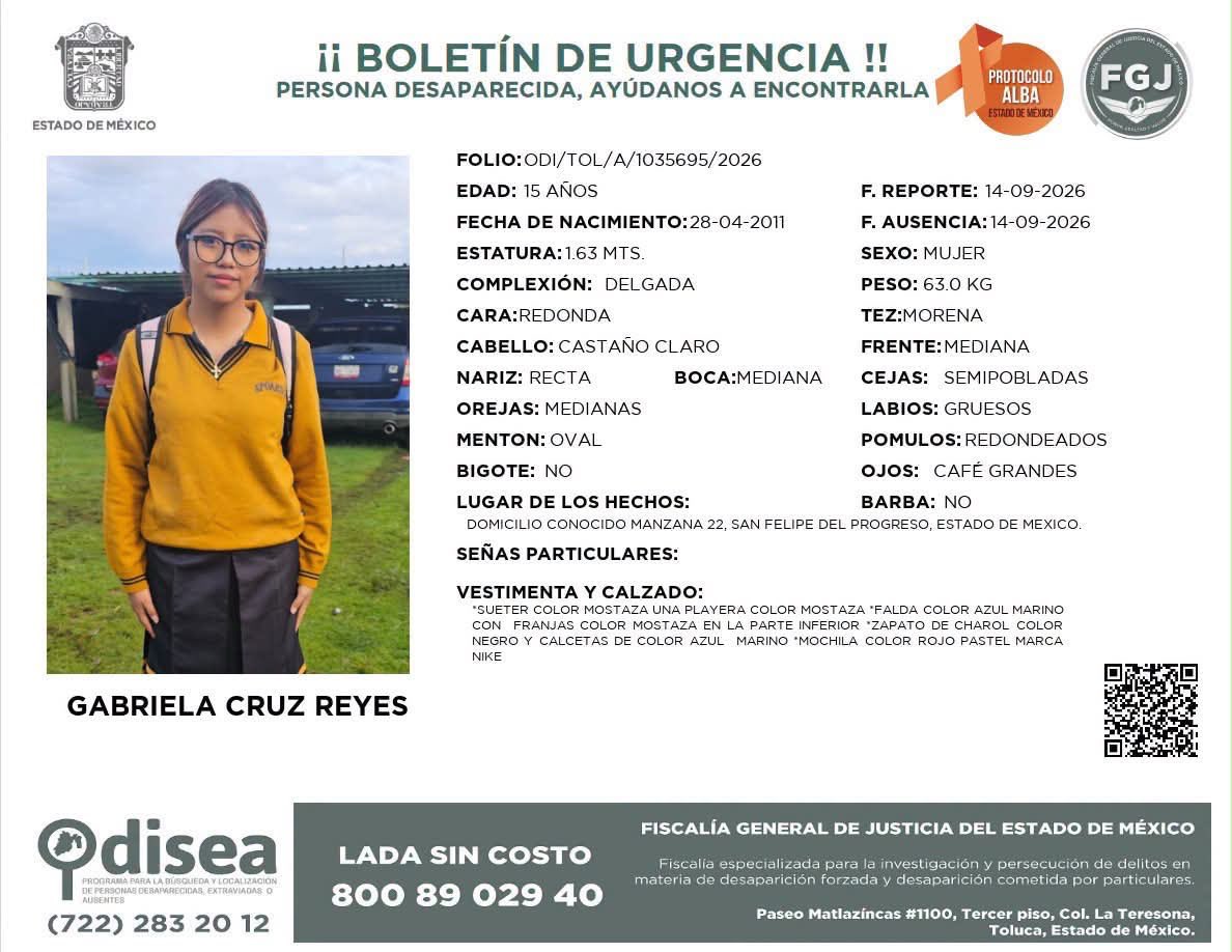 CarlosLoret's tweet photo. #TeBuscamosGabyCruz https://t.co/fbMywFumZr