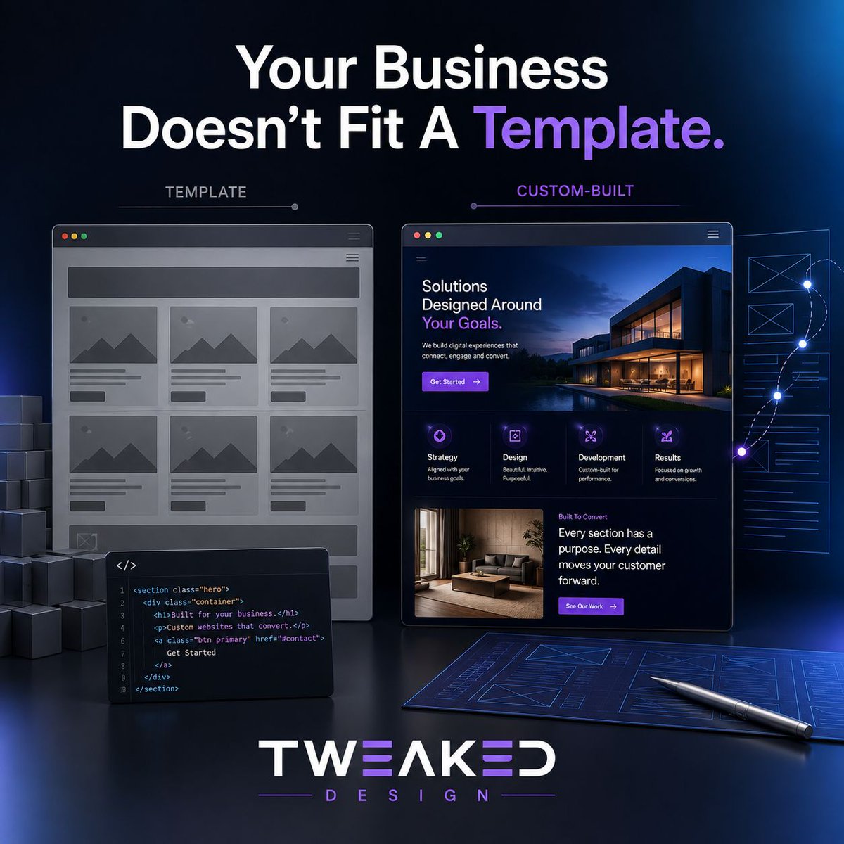 tweakedDesign's tweet photo. Your business does not fit neatly into a template.

Custom development lets the website fit the business instead - its customers, content, functionality and goals.

https://t.co/8KCSYIVXgJ

#WebDevelopment https://t.co/NvmGiPfbtQ
