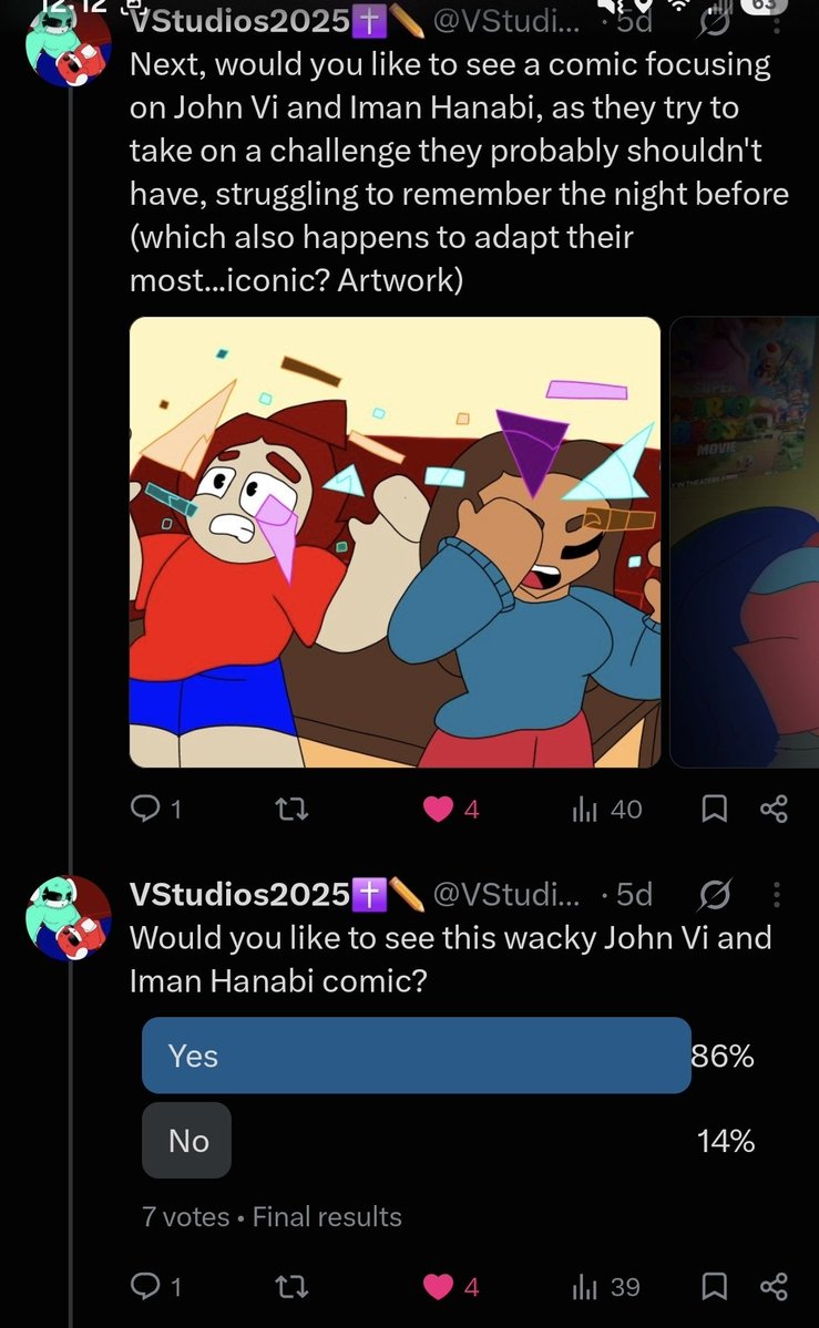 VStudios_2025's tweet photo. It appears the results are in...

However, there are a couple more questions I would like to ask you, via a couple more polls

👇(Polls below)👇

#OCㅤㅤ #digitalartㅤㅤㅤㅤ #PollOfTheDay https://t.co/WpFDxqqtNZ