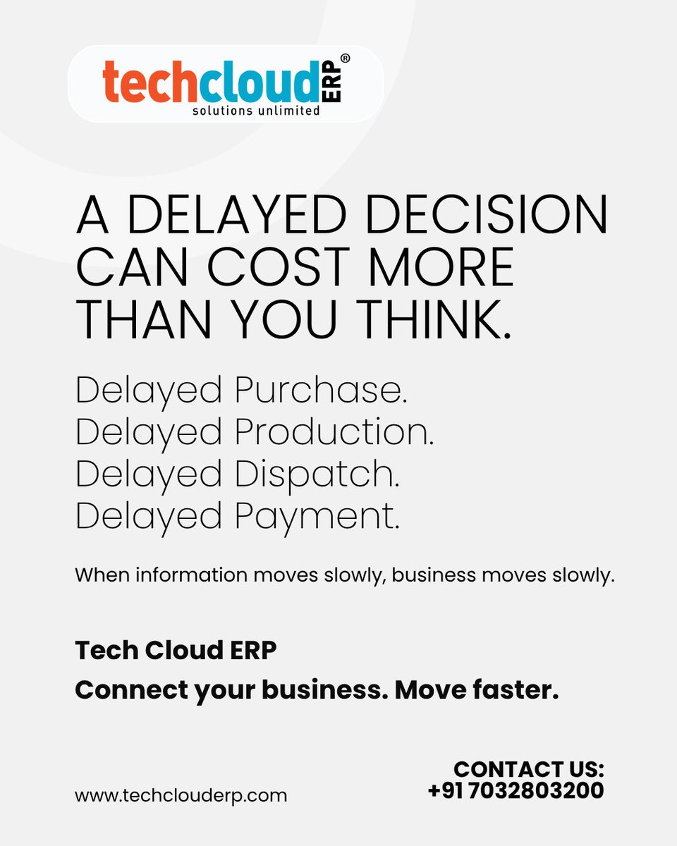 TechCloudERP's tweet photo. Get a FREE demo now!
📞 Call Us: +91 7032803200

#techclouderp #bestERP #No1ERP #CloudAccess #AccessAnywhere #ManufacturingERP
#erp #BestERPInIndia #BestCloudERPInIndia #BestERPInHyderabad #SupplyChainManagement #ProcessAutomation https://t.co/v2sOwWqXLX