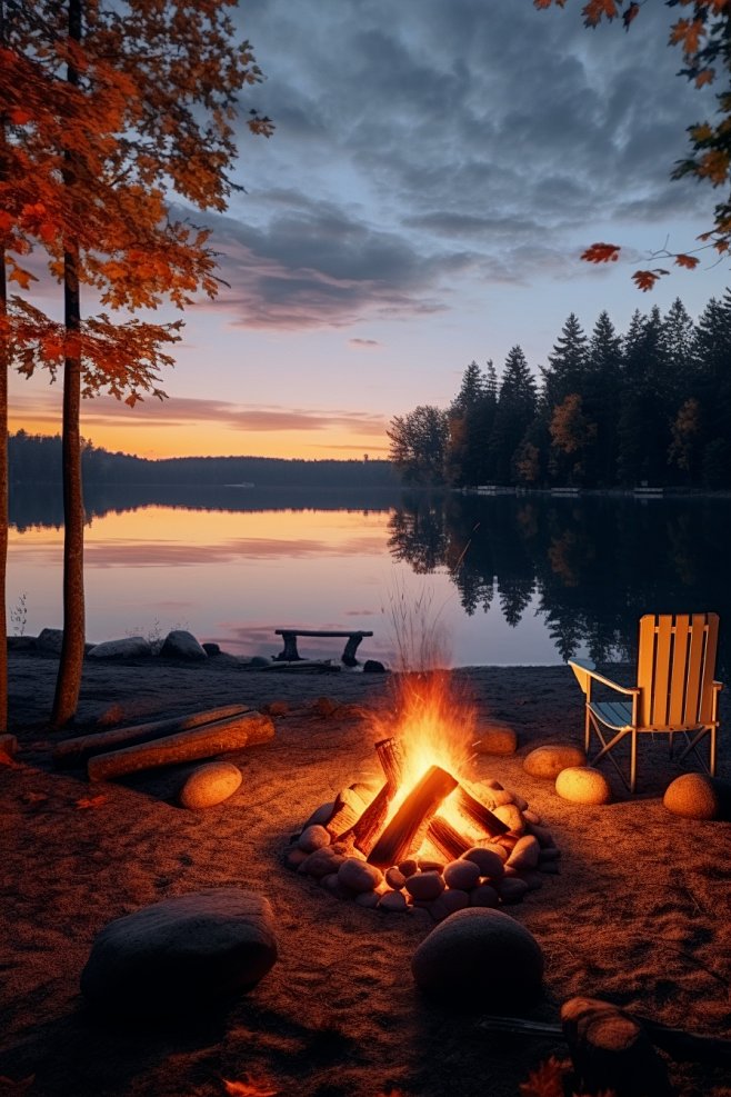 EdaOzturkldde's tweet photo. [Sunset by the lake, warm campfire glow, and no alarms tomorrow—this is the perfect escape from city chaos! ] https://t.co/iBFESIiG6m