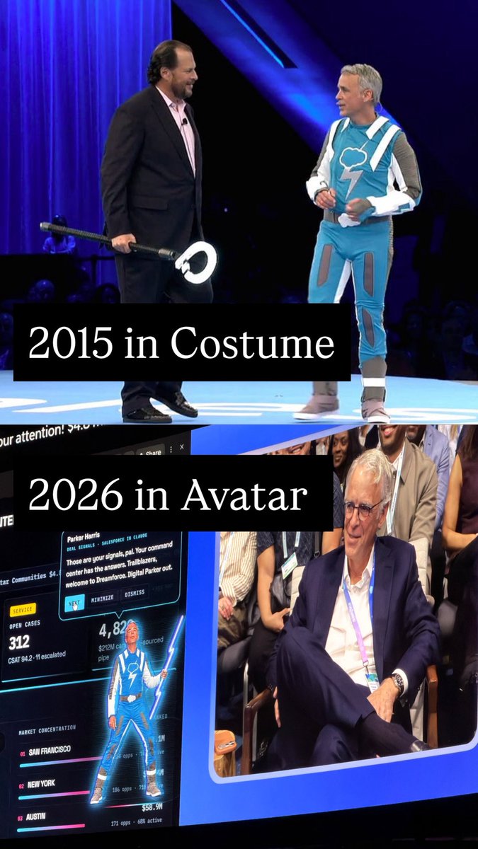 iKishorebt's tweet photo. @parkerharris in action 2 different years 

#df26 @Dreamforce @salesforce #Dreamforce https://t.co/u1wE8QpCV9