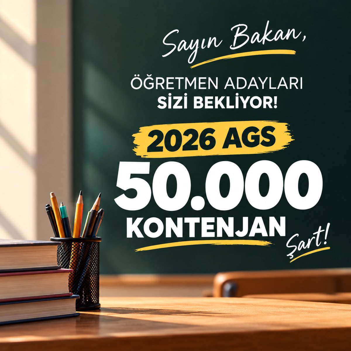 gjzemm_'s tweet photo. Sınıflardaki eğitimin kalitesi, kalıcı ve güvenceli öğretmenlerle yükselir. Bu gerçeği görerek adil branş dağılımıyla 2026 AGS'de 50 bin istiyoruz. @RTErdogan @_cevdetyilmaz @Yusuf__Tekin @memetsimsek @oktay_saral @HMBakanligi @cbsbb #SnTekinAGS50Bin https://t.co/V0mUj1s21k