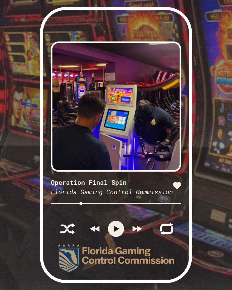 FLGamingControl's tweet photo. 🎰Operation Final Spin: Two locations. 163 illegal slot machines. $247,285 in U.S. currency seized.

The Florida Gaming Control Commission executed search warrants in two locations in St. Petersburg as part of the operation with the participation of FGCC Vice Chair Tina Repp and @BernyJacques 

Big thanks to @SheriffPinellas , @FLHSMV , and the DPBR’s Division of Alcoholic Beverages and Tobacco for the assist.

Want the full story? Tap the link in our bio 🔗 or visit https://t.co/4zLXoivly1