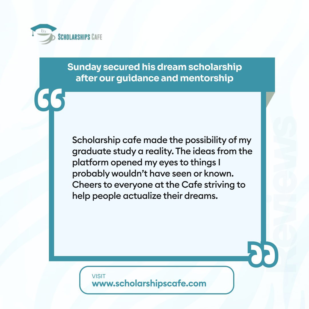 Scholarshipscaf's tweet photo. Are you confused on how to get started with your graduate application?😔

Seek Scholarshipscafe mentorship and guidance today! https://t.co/0UAZuZW7CP

Sunday story should motivates you!💪

#TestimonyTuesday 
#Scholarshipscafe https://t.co/fsx6SwcgCl