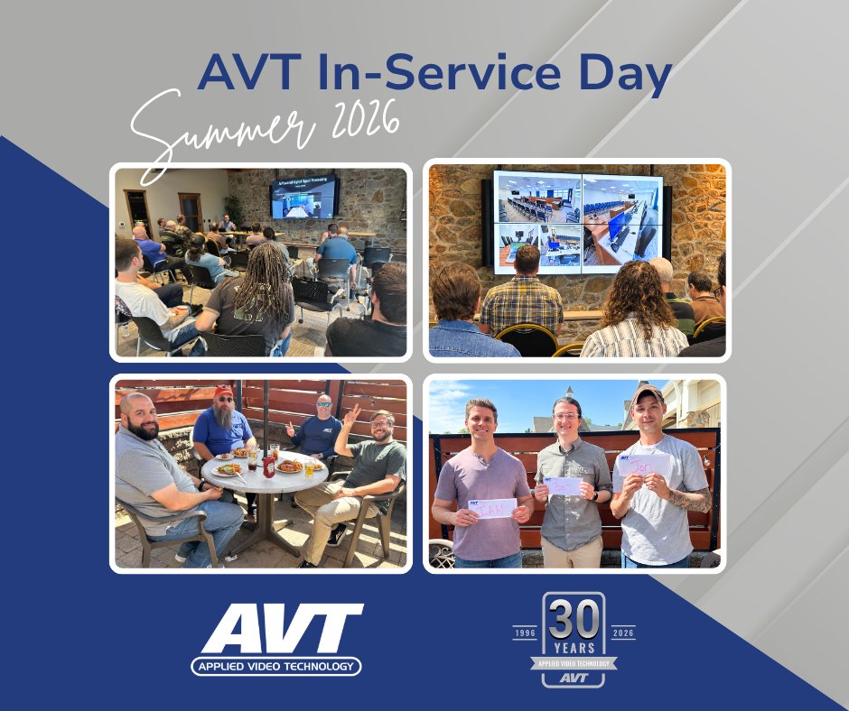 AppliedVideoInc's tweet photo. Great day at AVT’s Summer In-Service! Our team came together to learn, connect, celebrate milestones, and share what’s ahead.

With 30 years behind us, we’re proud of our team and excited for what’s next!

#AVT #TeamAVT #InServiceDay #AVIntegration #AVIndustry #Teamwor https://t.co/SMsbTBkVLs