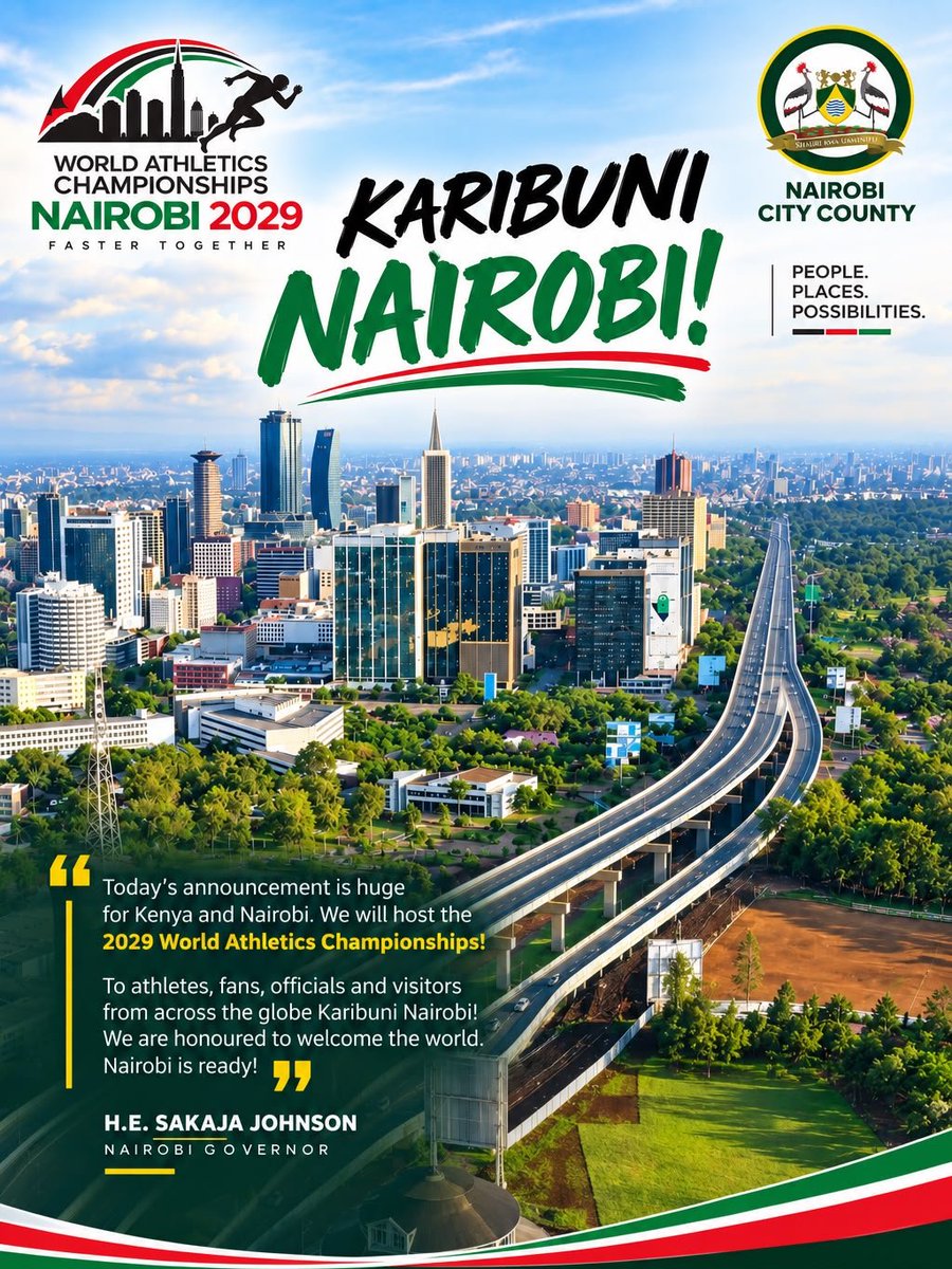 047County's tweet photo. For the first time in history, the world’s premier track and field event is coming to the African continent and it is coming right here to our capital city, Nairobi! https://t.co/vJTHqANV6H